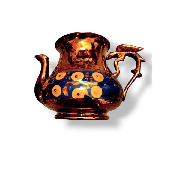 Vintage Copper Luster 5” Tea Kettle W/lid & 3.5" Cup Made In England - Picture 4 of 6